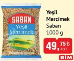 SABAN YEŞİL MERCİMEK 1000 G SABAN YEŞİL MERCİMEK 1000 G